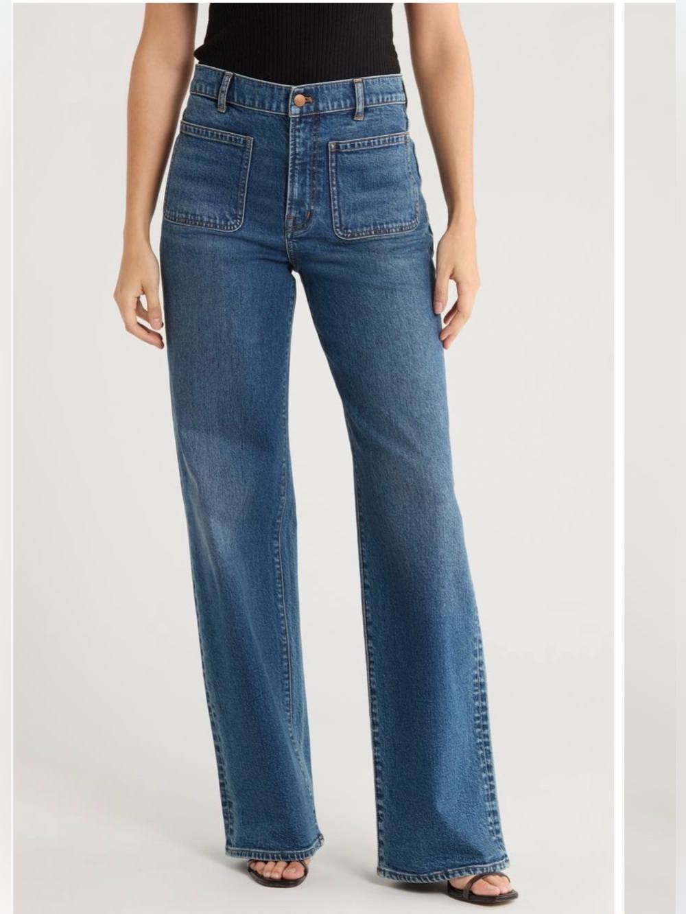 The Perfect Vintage Patch Pocket Wide Leg Jeans in Lombard Wash